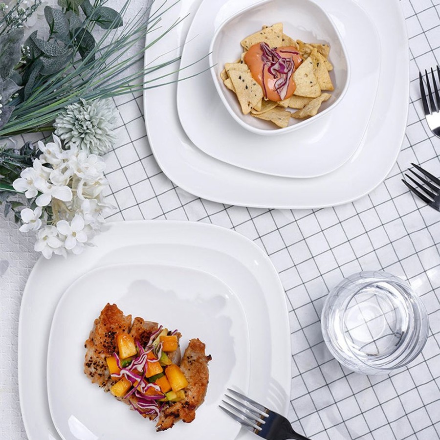 Dinnerware Sweese | Square White Porcelain Plates