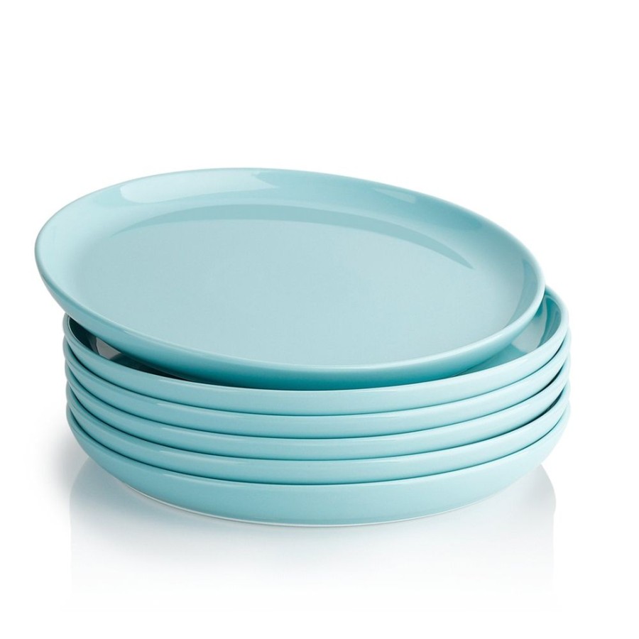 Dinnerware Sweese | Turquoise Round Porcelain Plates, Set Of 6