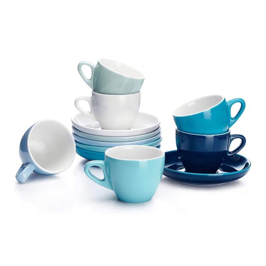 Shop Sweese | 4 Ounce Coffee Cups With Saucers Cold Assorted Colors