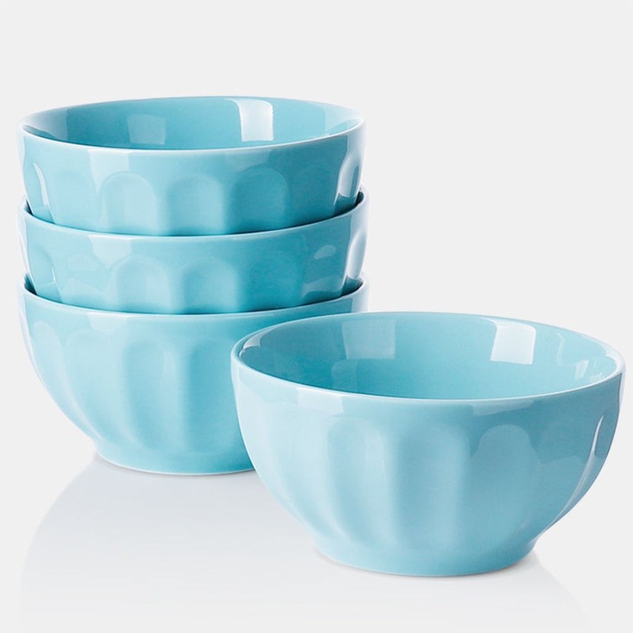 Shop Sweese | Turquoise Porcelain Fluted Bowls, Set Of 4