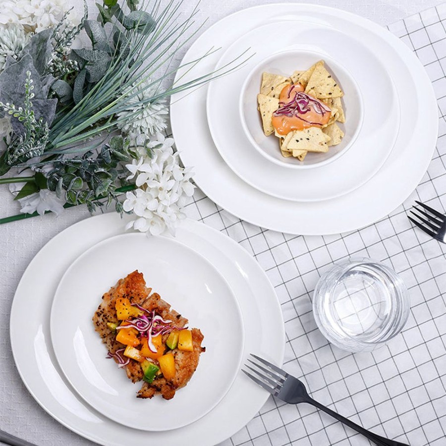 Dinnerware Sweese | White Curved Porcelain Plates