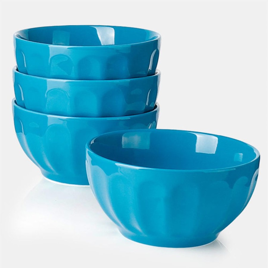 Shop Sweese | Steel Blue Porcelain Fluted Bowls, Set Of 4