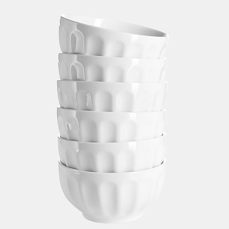 Shop Sweese | White Fluted Porcelain Bowls, Set Of 6