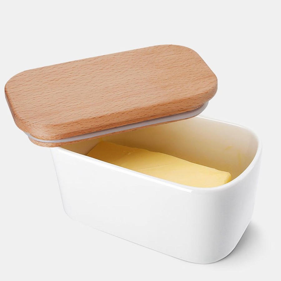 Entertaining Sweese | Airtight Butter Dish With Beechwood Lid