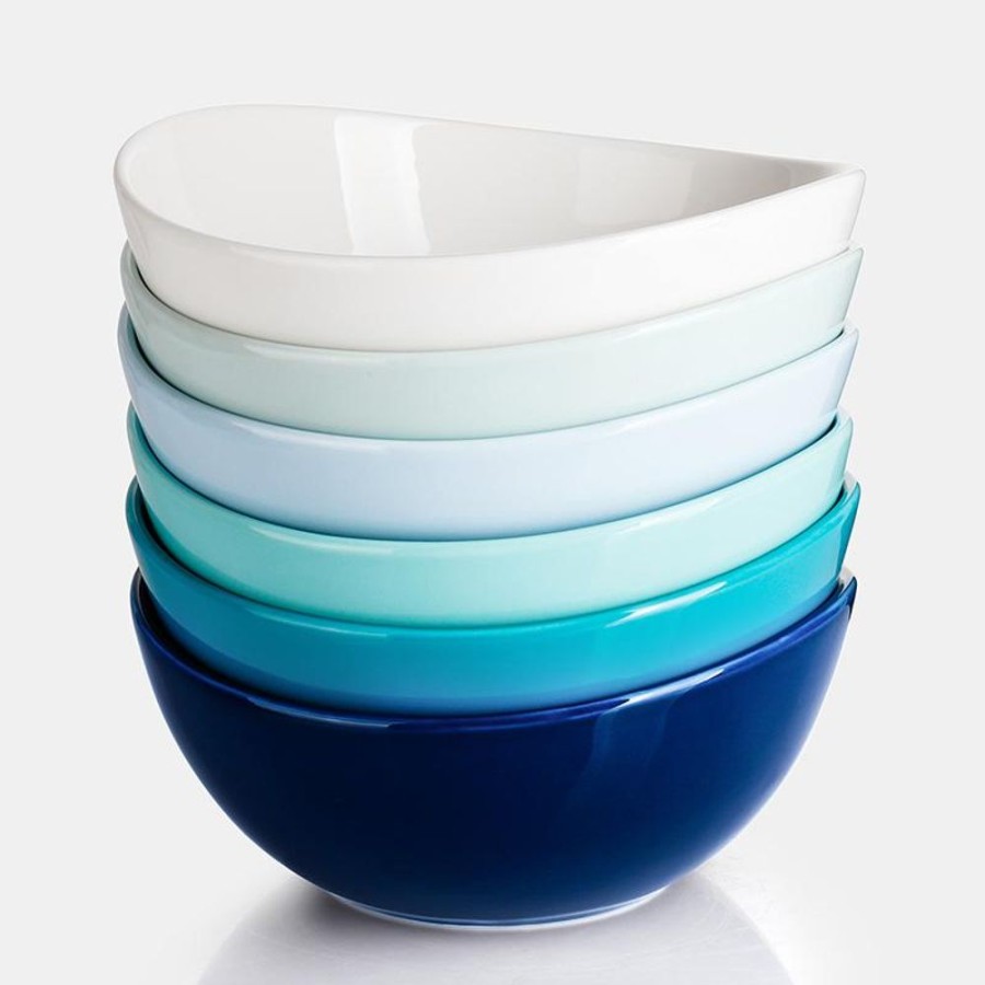 Dinnerware Sweese | Blue Assorted Curved Porcelain Bowls