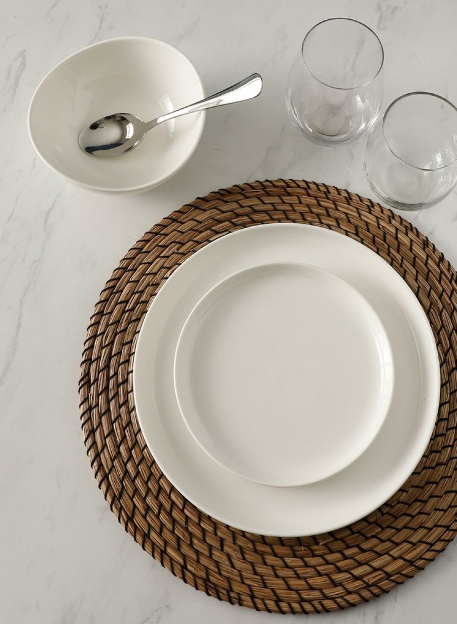 Dinnerware Sweese | White Fluted Round Porcelain Plates