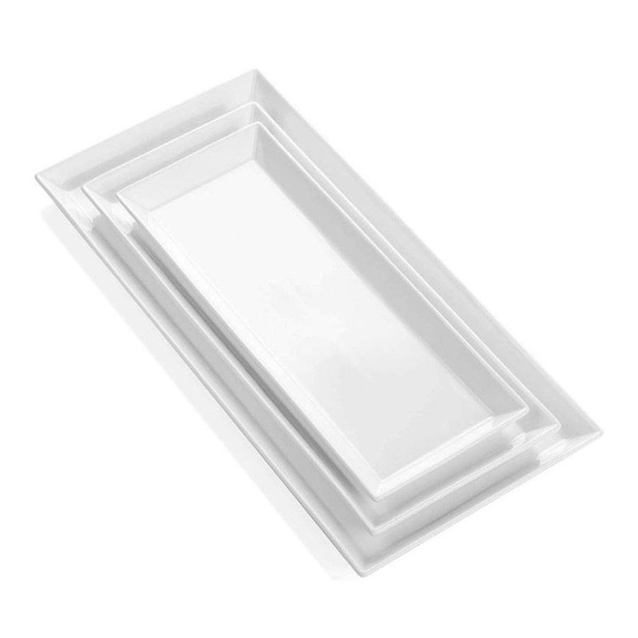 Shop Sweese | Porcelain Rectangular Platters, Set Of 3 White